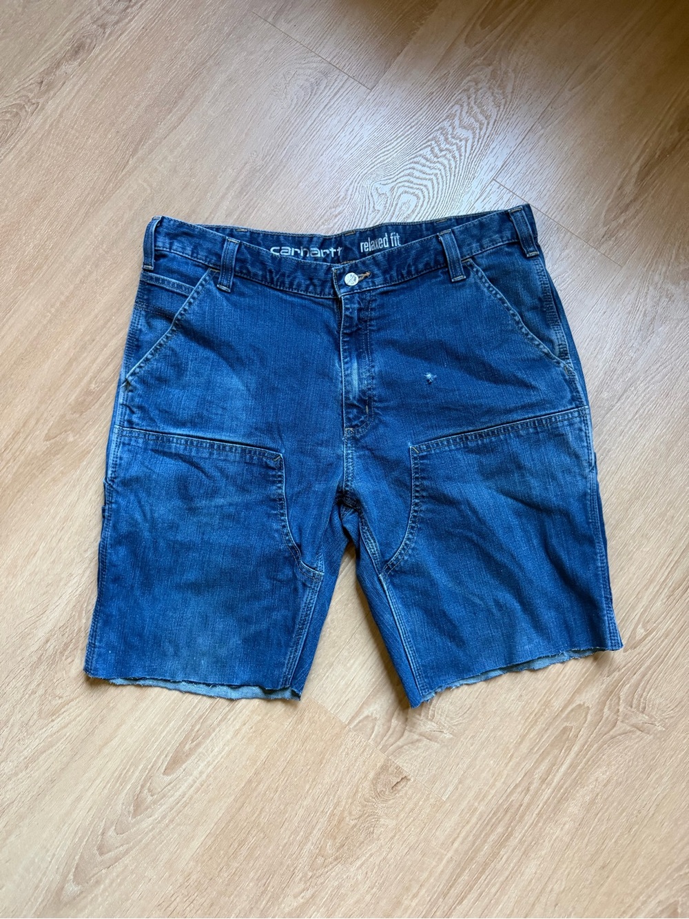 VTG Carhartt Denim Shorts Mens 34 Blue Y2K Workwear Relaxed Fit Casual Jeans